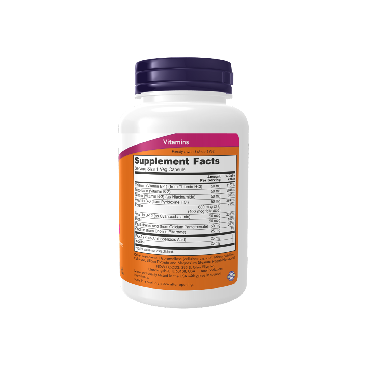NOW Foods Vitamina B-50 mg, 100 cápsulas vegetarianas