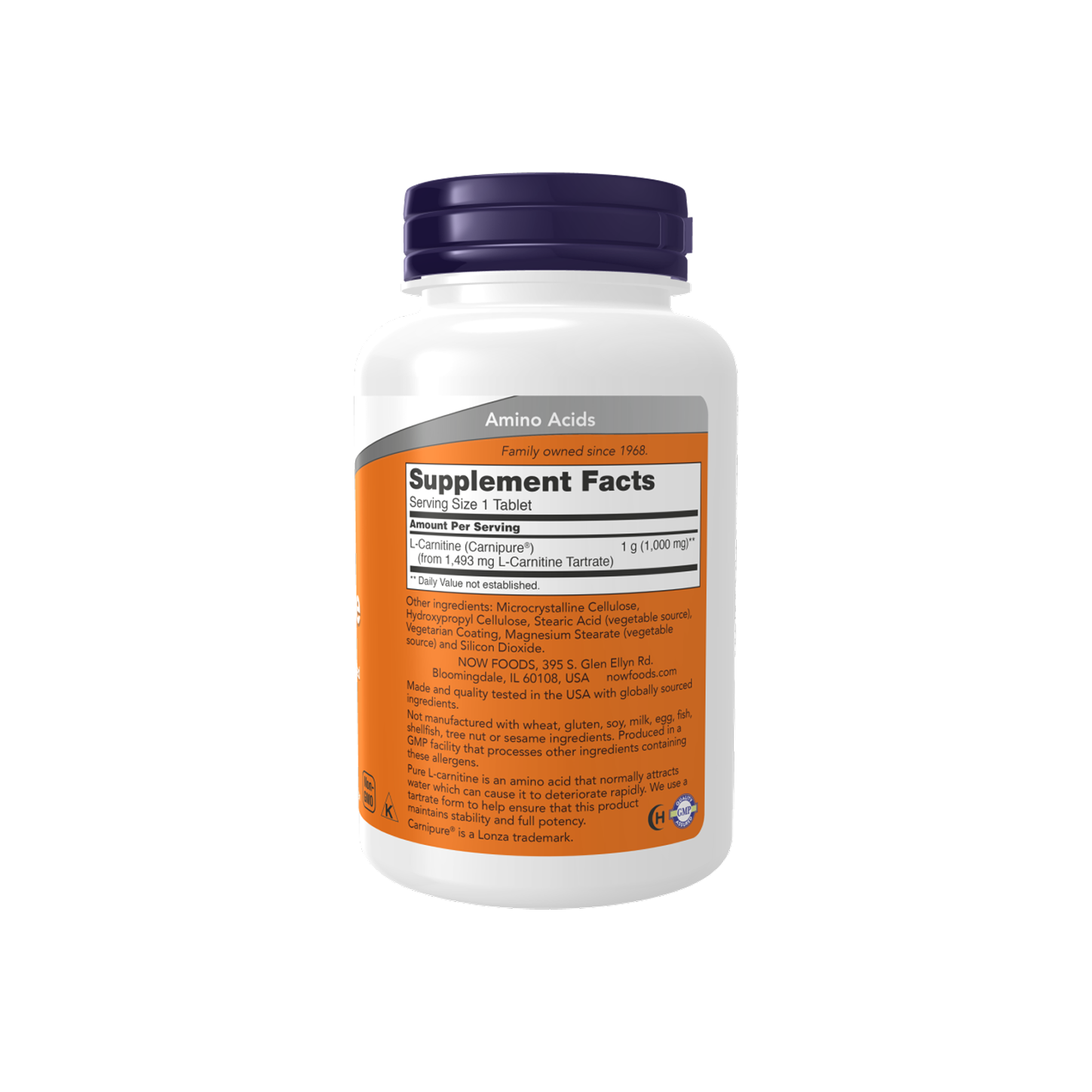 NOW Foods L-Carnitina 1000 mg, 100 tabletas