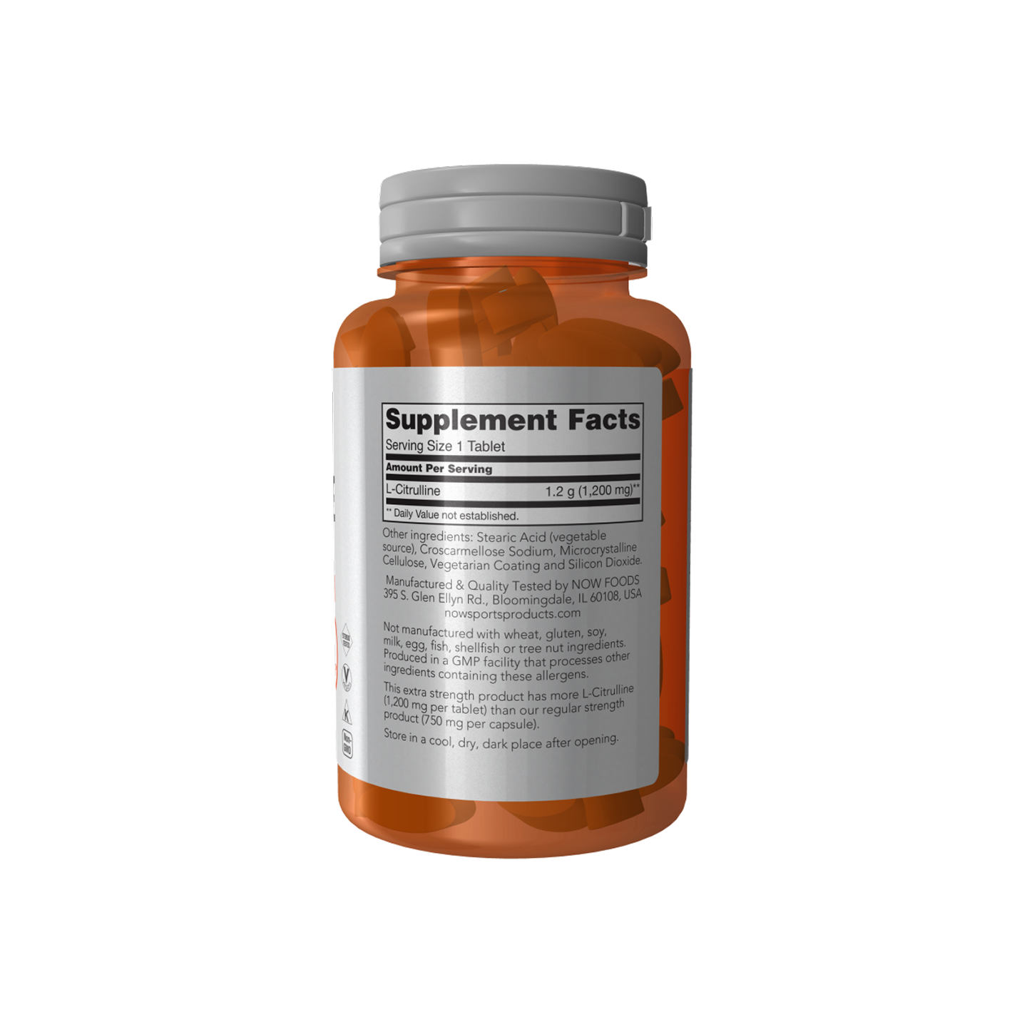 NOW Foods L-Citrulina Extra Fuerte 1200 mg 120 tabletas