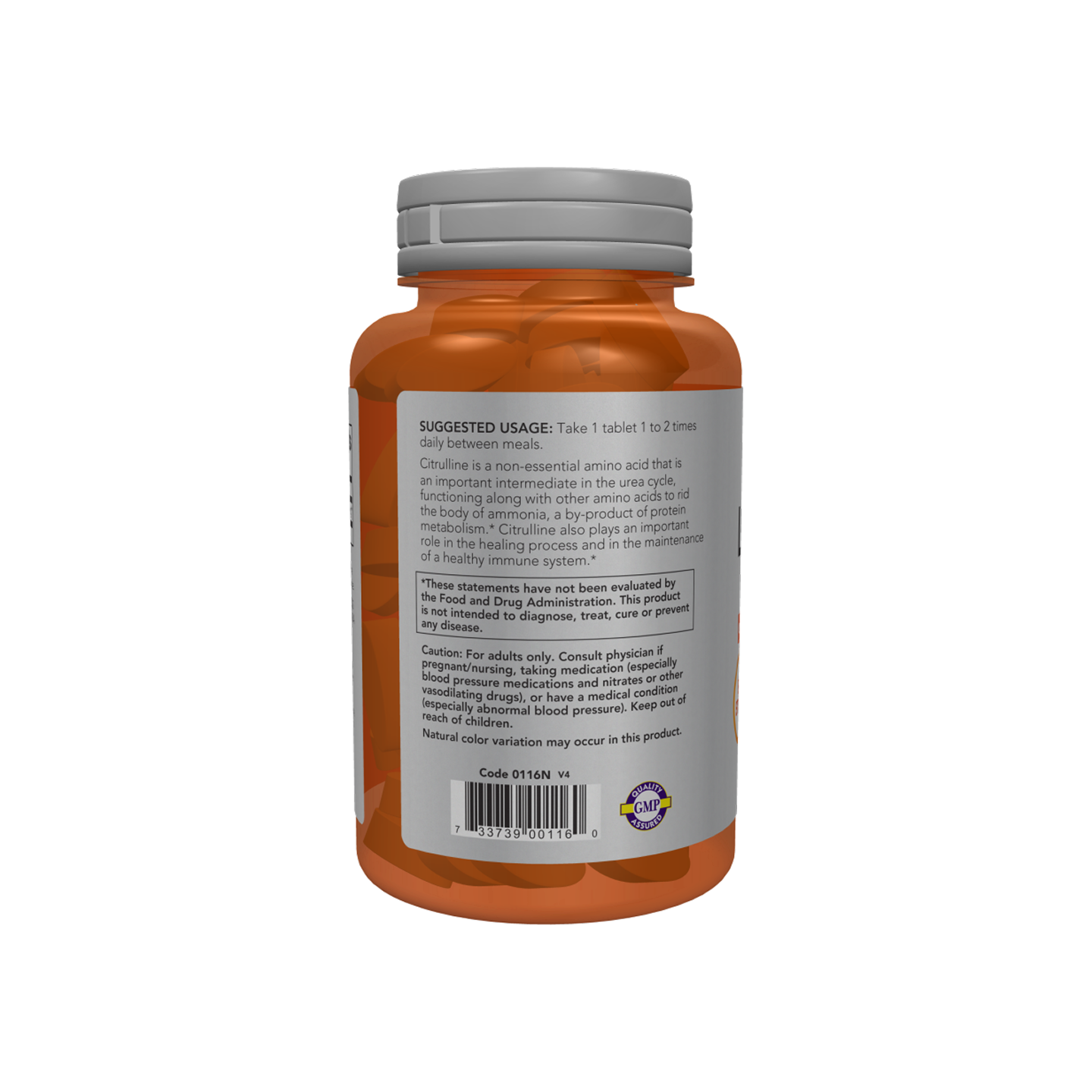 NOW Foods L-Citrulina Extra Fuerte 1200 mg 120 tabletas