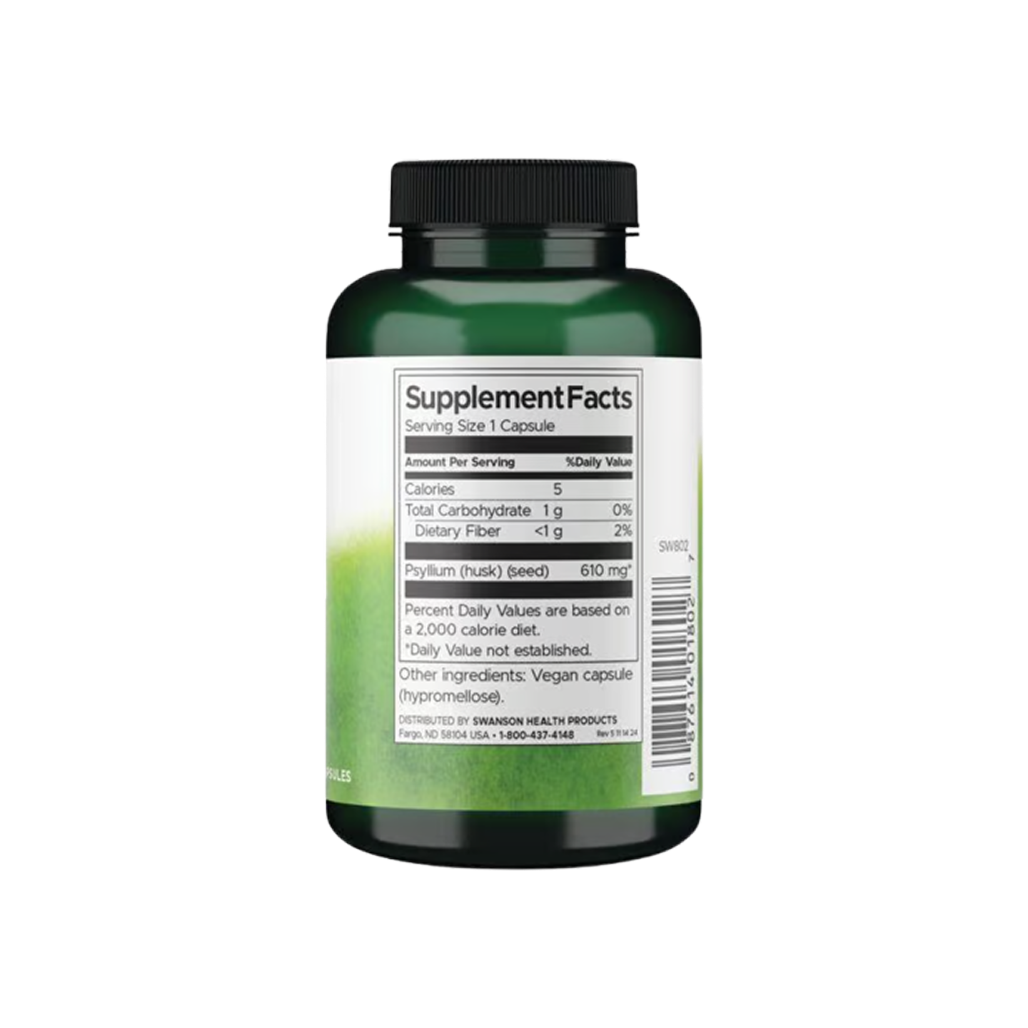 Swanson Premium Psyllium Husks 610 mg 300 cápsulas