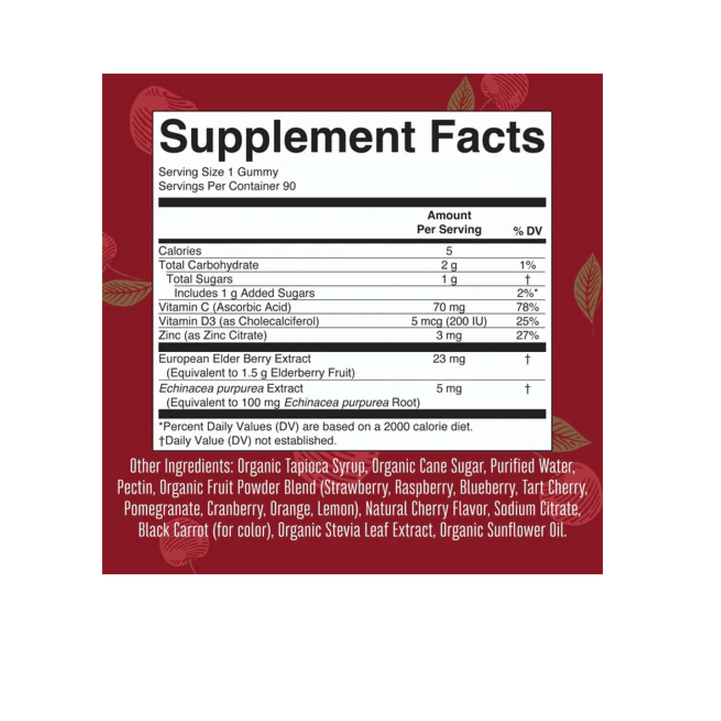 MaryRuth Organics Inmunidad Gomitas, cereza 90 gomitas