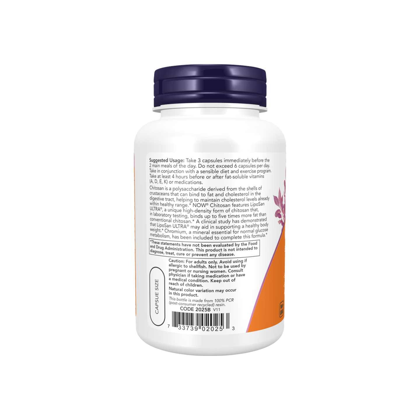 NOW Foods Chitosan 500 mg Plus Chromium 120 cápsulas