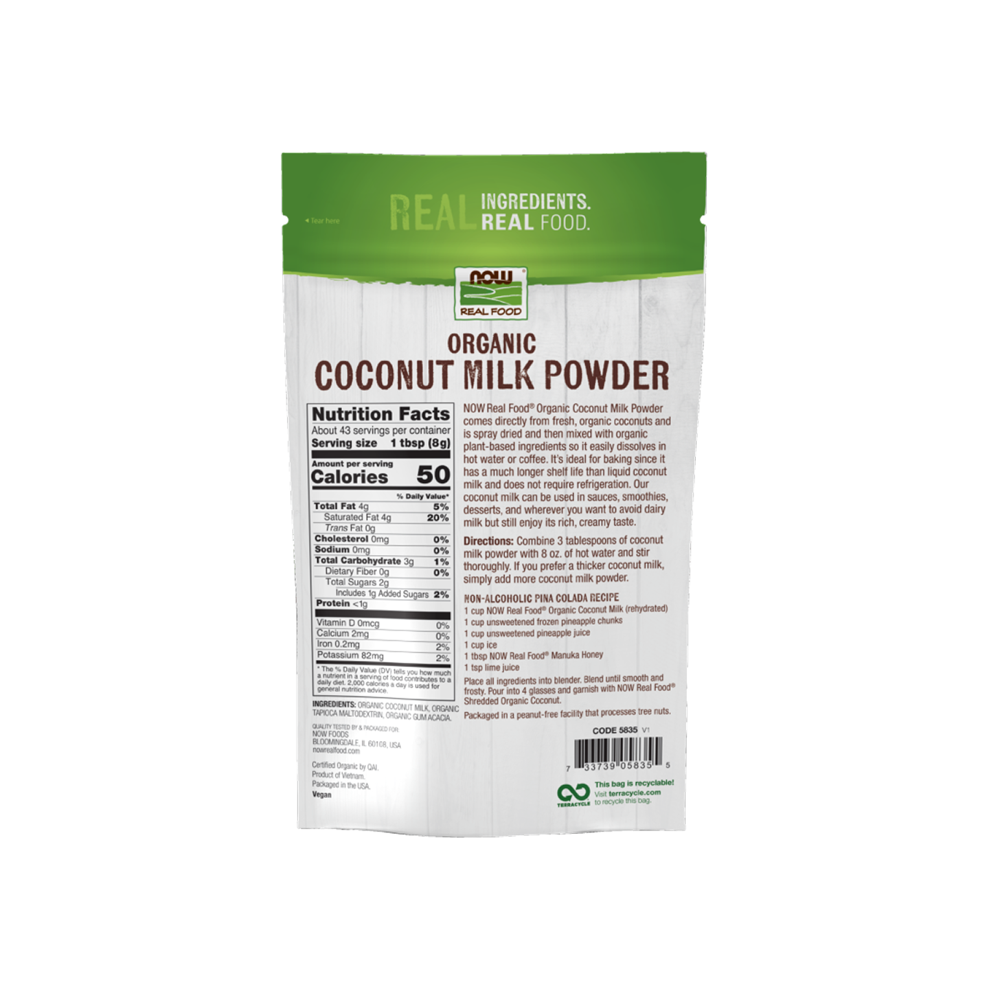 NOW Foods Leche de Coco en Polvo Orgánica 340 g