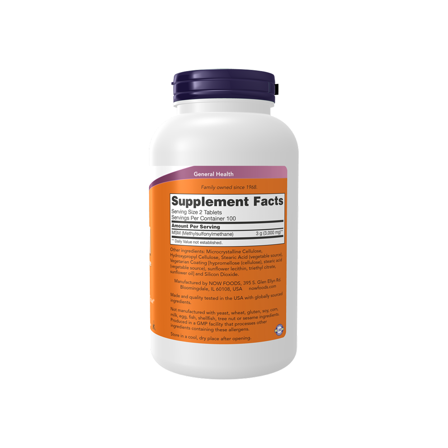 NOW Foods MSM 1500 mg 200 tabletas