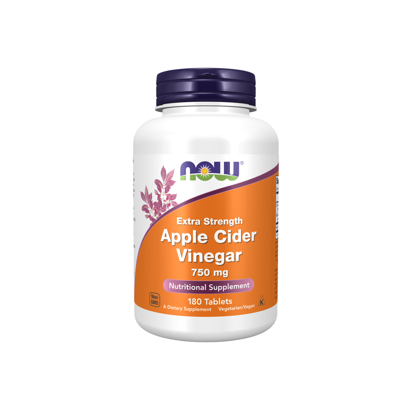 NOW Foods Vinagre de Manzana Extra Fuerte 750 mg 180 tabletas