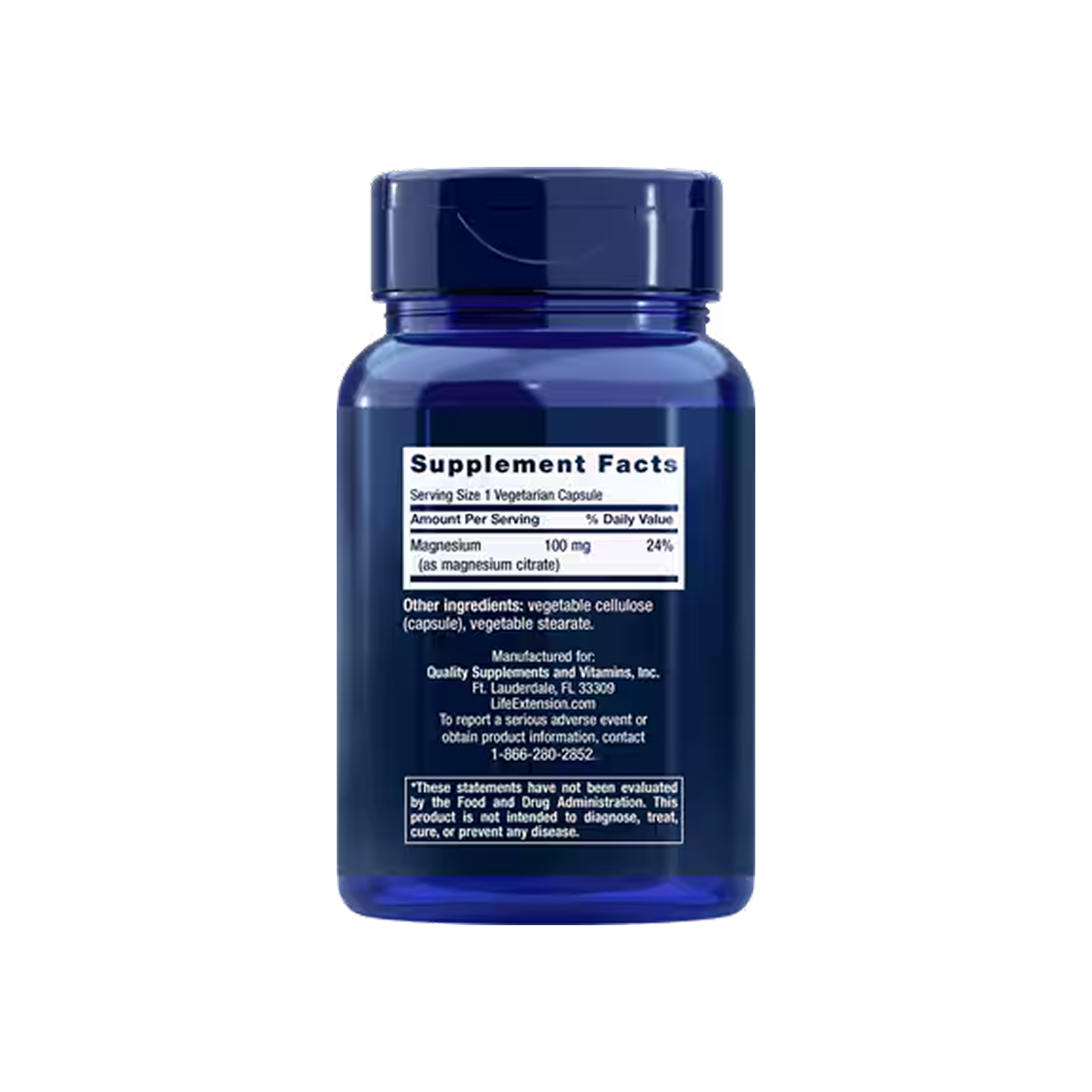 Life Extension Magnesium Citrate 100 mg, 100 cápsulas vegetales