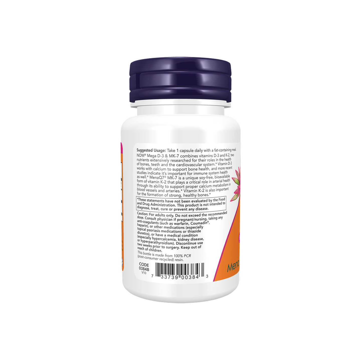 Now Foods Mega D-3 & MK-7 5,000 IU / 180 mcg, 120 cápsulas vegetarianas