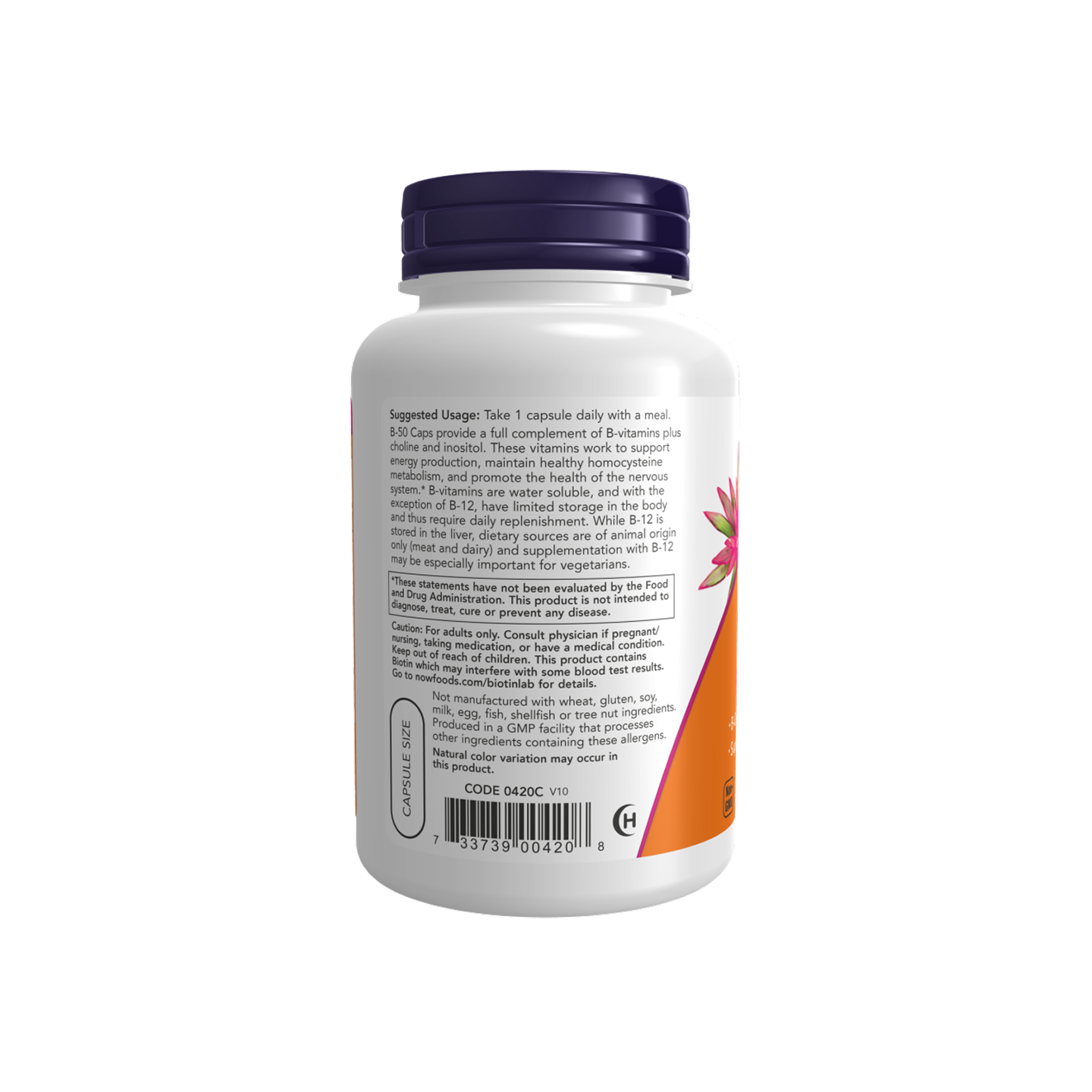 NOW Foods Vitamina B-50 mg, 100 cápsulas vegetarianas