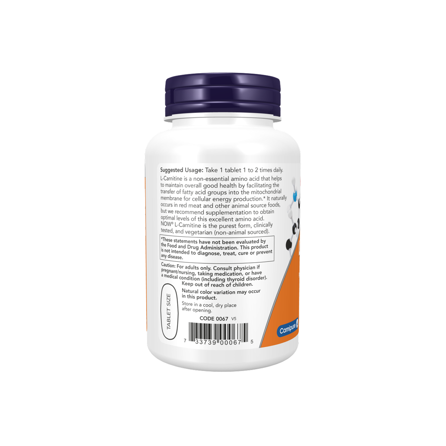 NOW Foods L-Carnitina 1000 mg, 100 tabletas