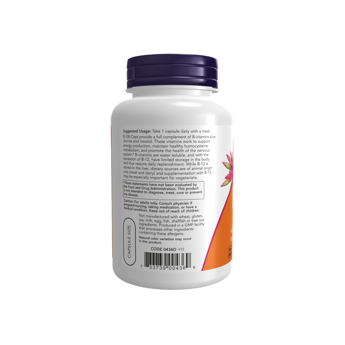 NOW Foods Vitamin B-100, 100 mg, 100 cápsulas vegetales