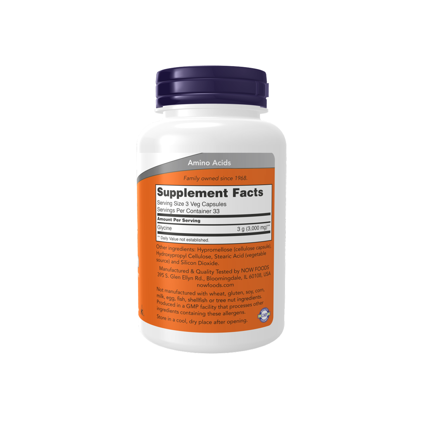 NOW Glycine 1000 mg, 100 cápsulas vegetales