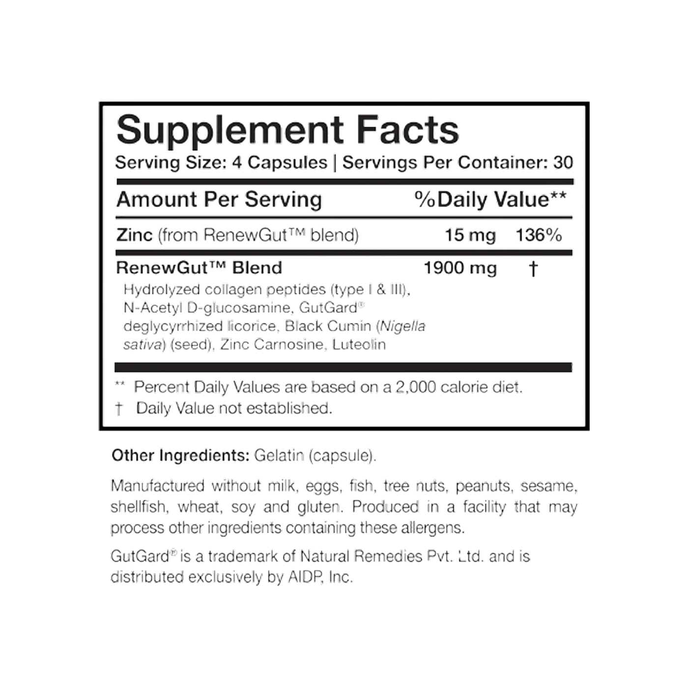 Researched Nutritionals RenewGut 120 cápsulas