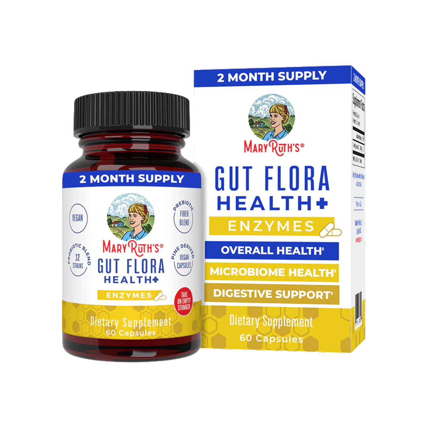 MaryRuth Organics Gut Flora Health Plus Enzymes 60 Capsules