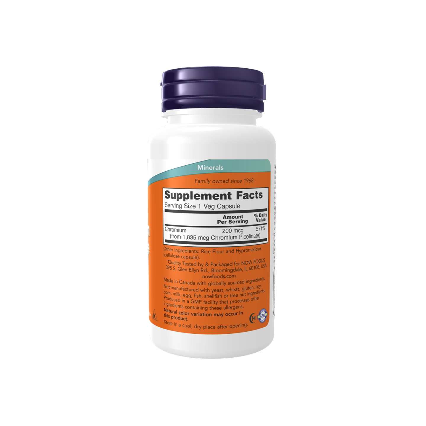 NOW Foods Chromium Picolinate 200 mcg, 100 cápsulas vegetales