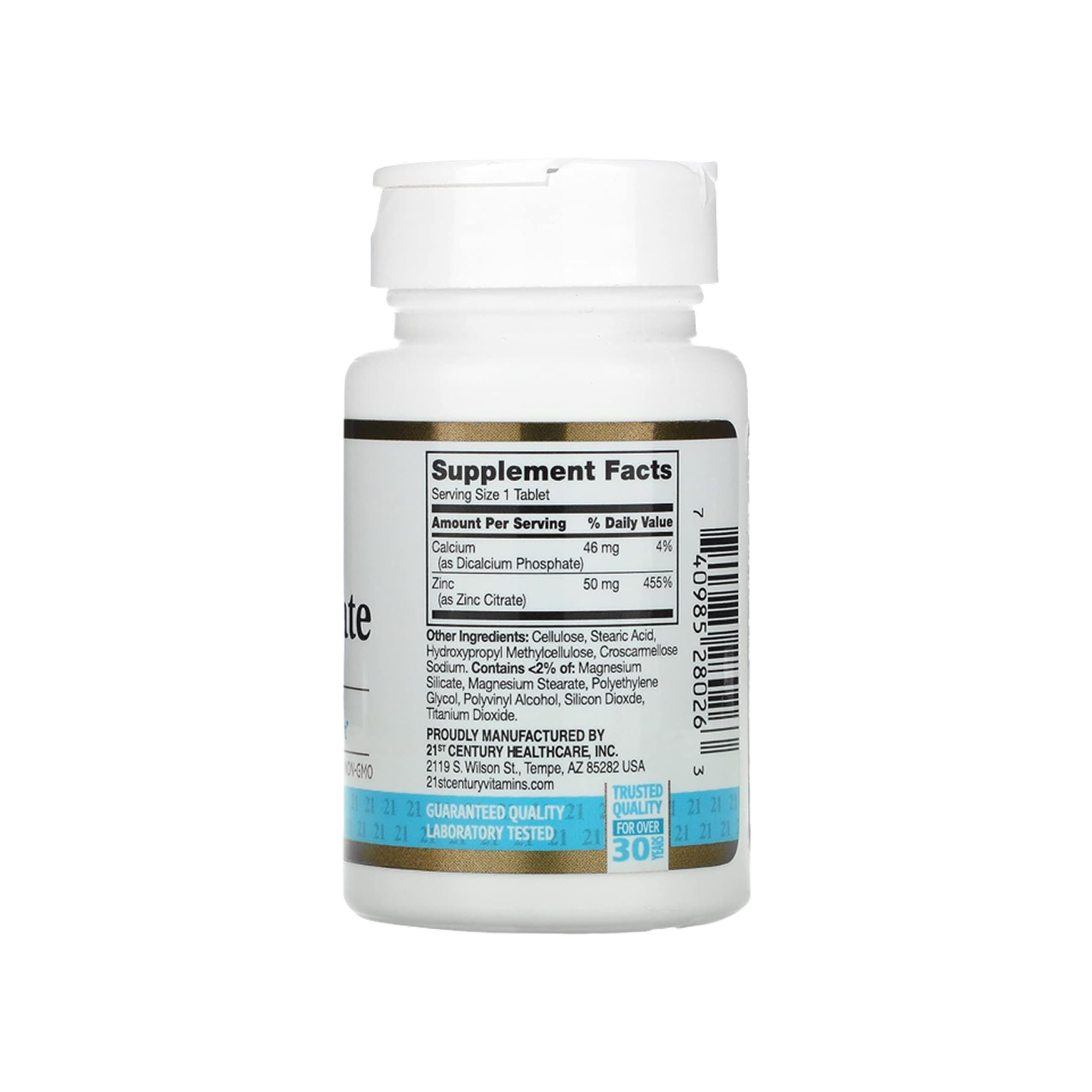 21st Century Zinc Citrate 50 mg, 60 tabletas
