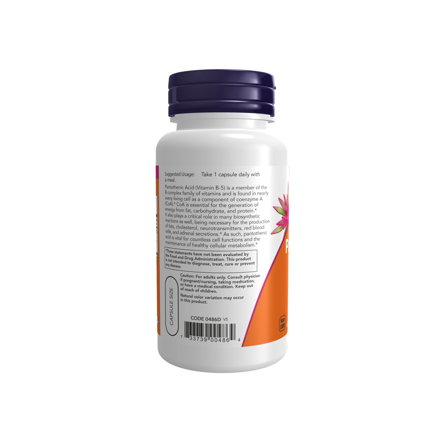 NOW Foods Ácido Pantoténico 500 mg, 100 cápsulas vegetales