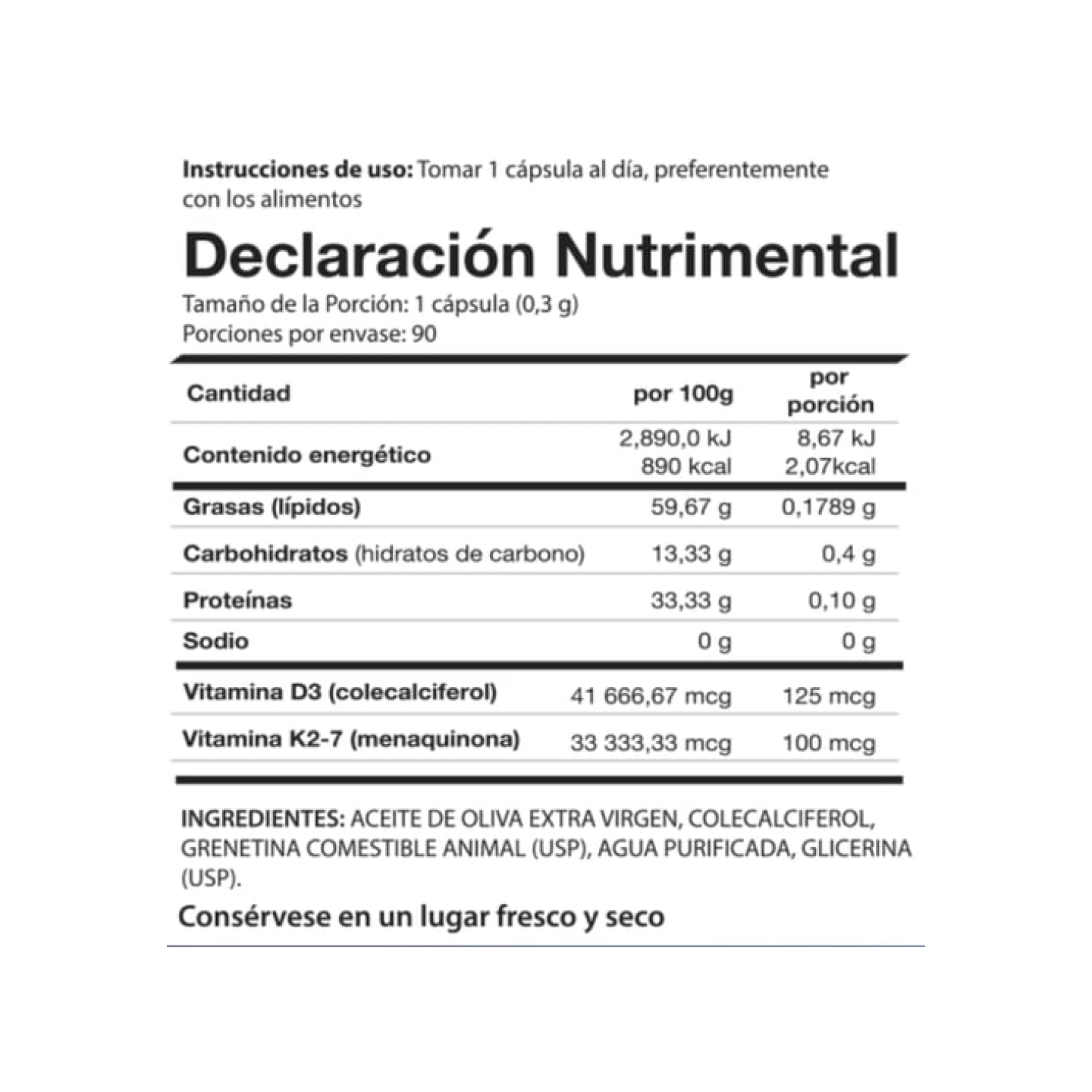 New Functional  Nutraceutics Vitamina D3+k2, 90 cápsulas