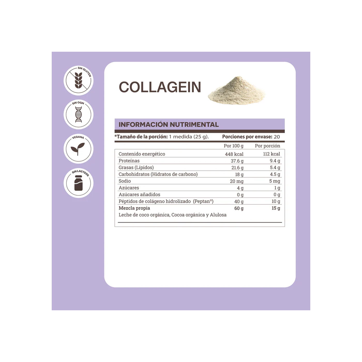 Matter Collagein Colágeno Hidrolizado Creamer Chocolate Belga 500 g