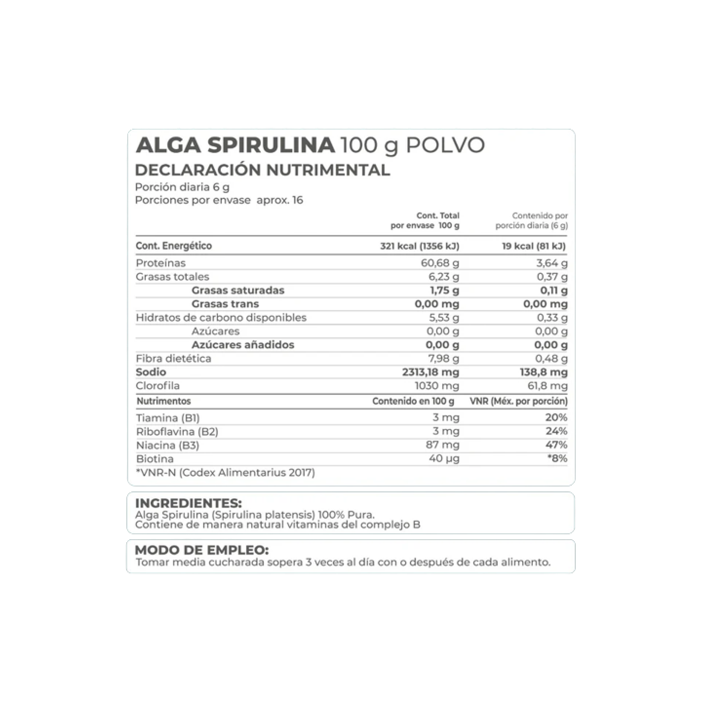 Alga Spirulina 100g - Pronat