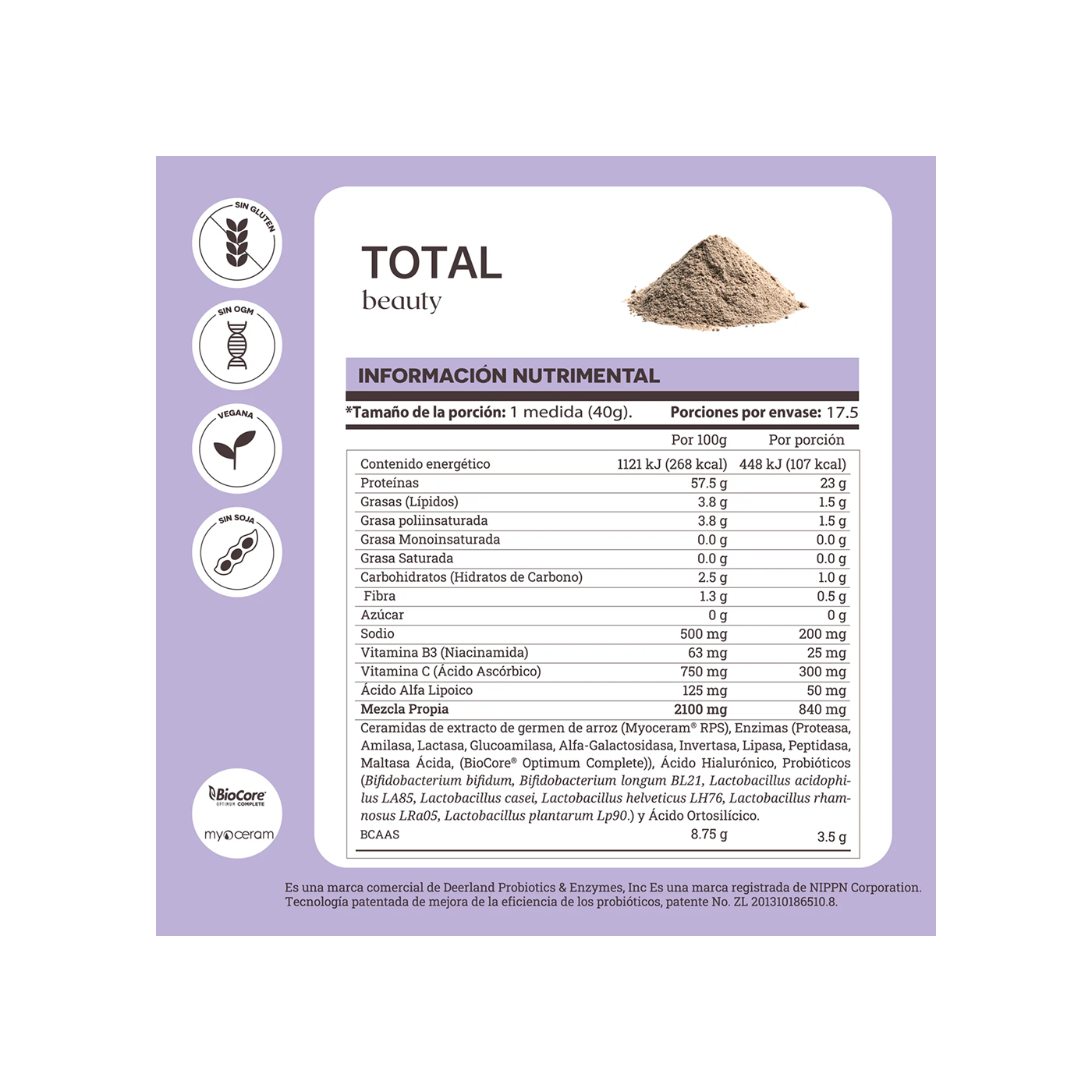 Matter Total Beauty | Proteína con Probióticos, Enzimas, Myoceram y Ácido Hialurónico, 700 gr