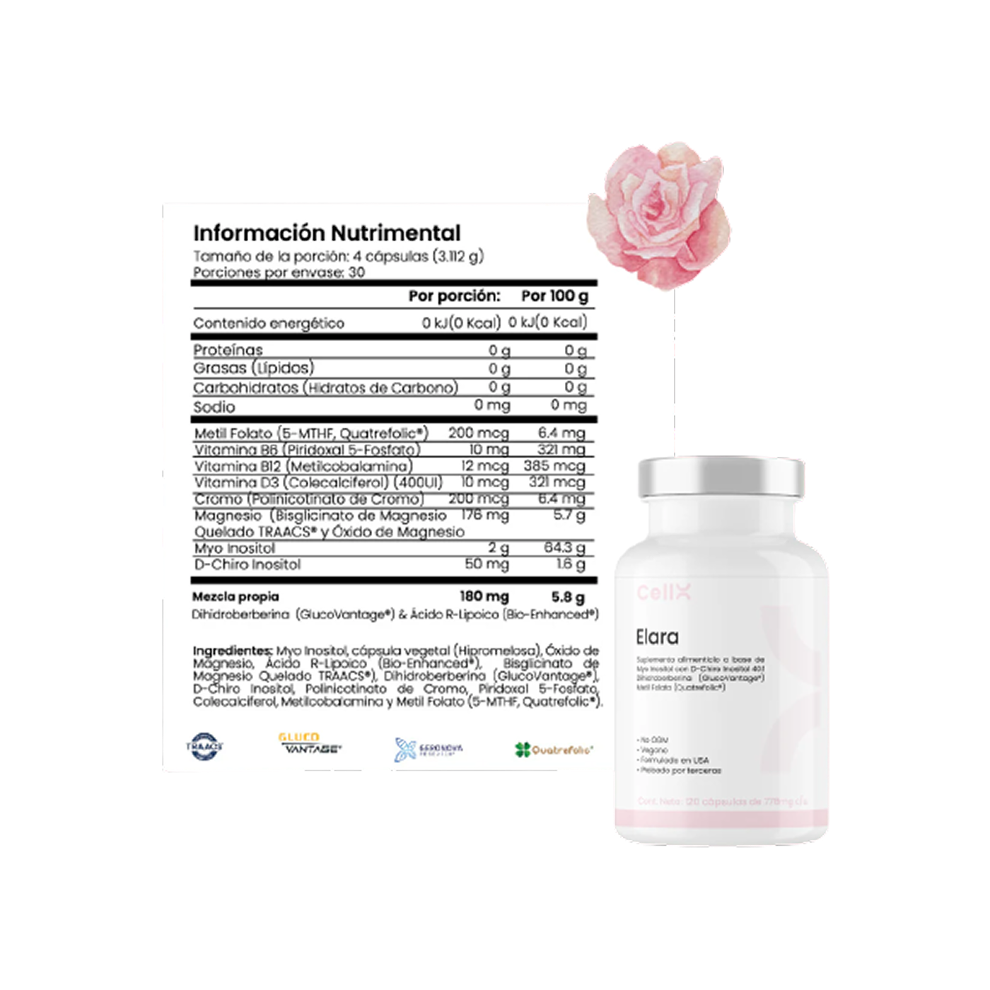CellX Elara Myo-Inositol & D-Chiro Inositol, 120 cápsulas