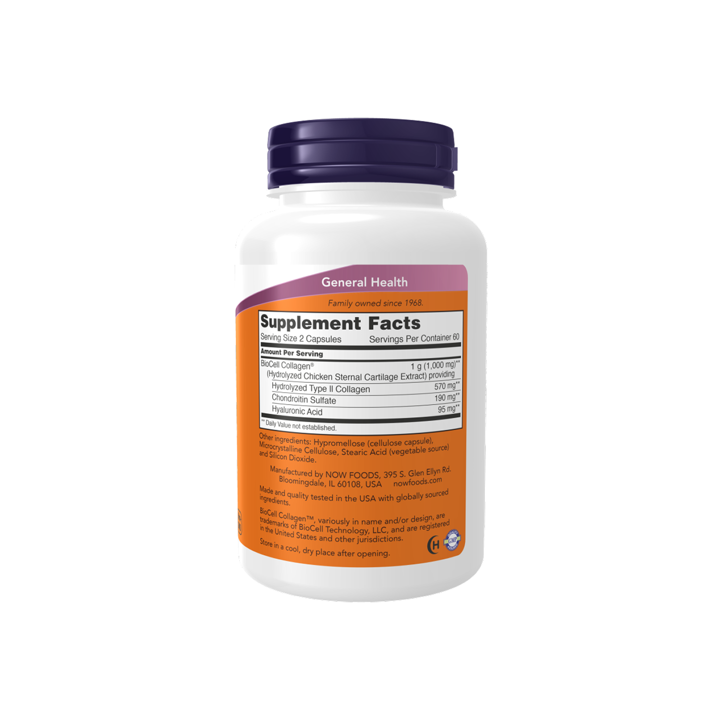 NOW Foods BioCell Colágeno Hidrolizado Tipo II 120 cápsulas