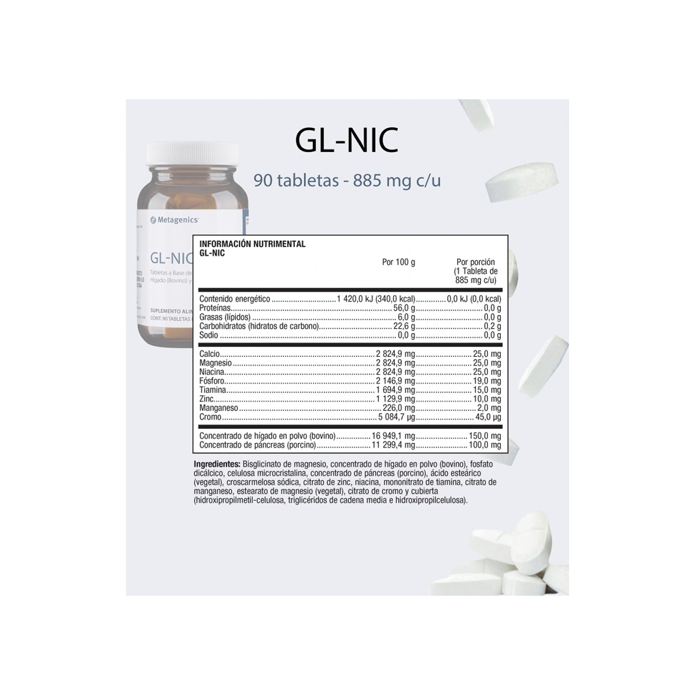 Metagenics GL-NIC 90 tabletas