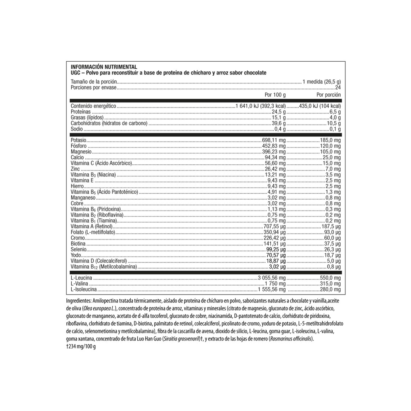Metagenics UGC proteína de chícharo y arroz sabor chocolate 756 g