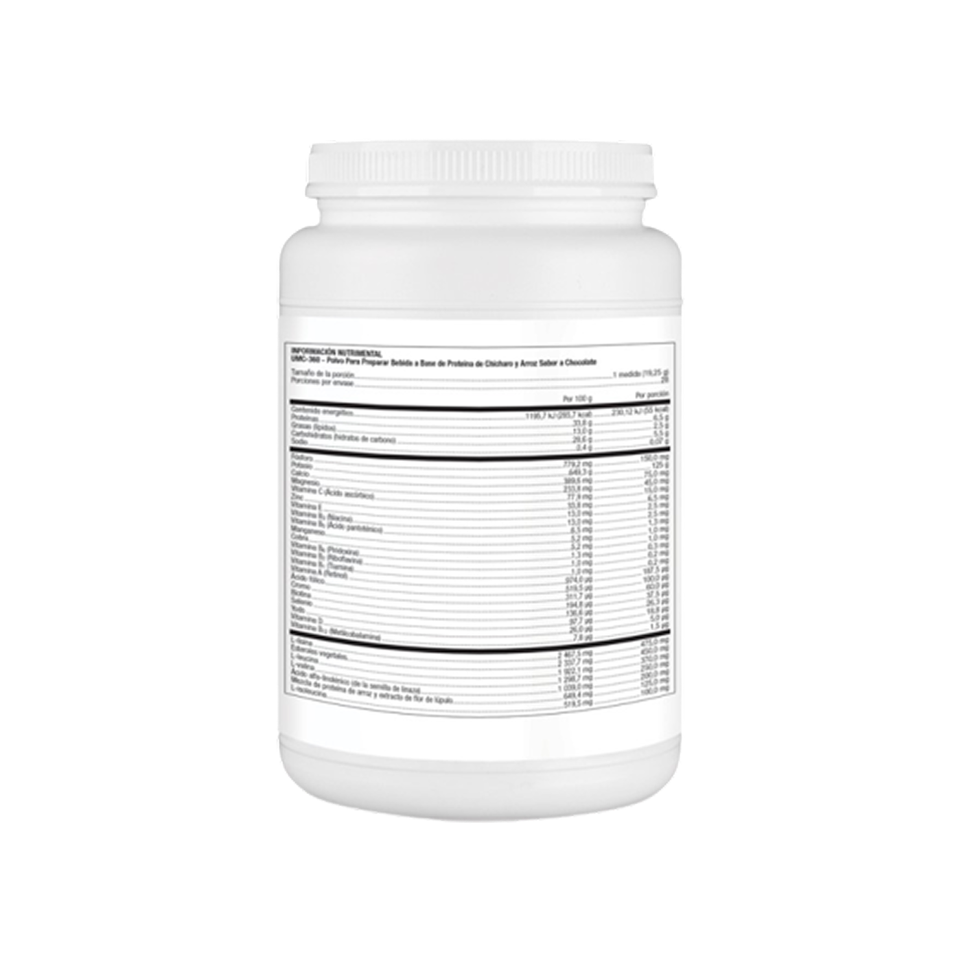 Metagenics UMC-360 proteína de chícharo y arroz sabor chocolate 539 g