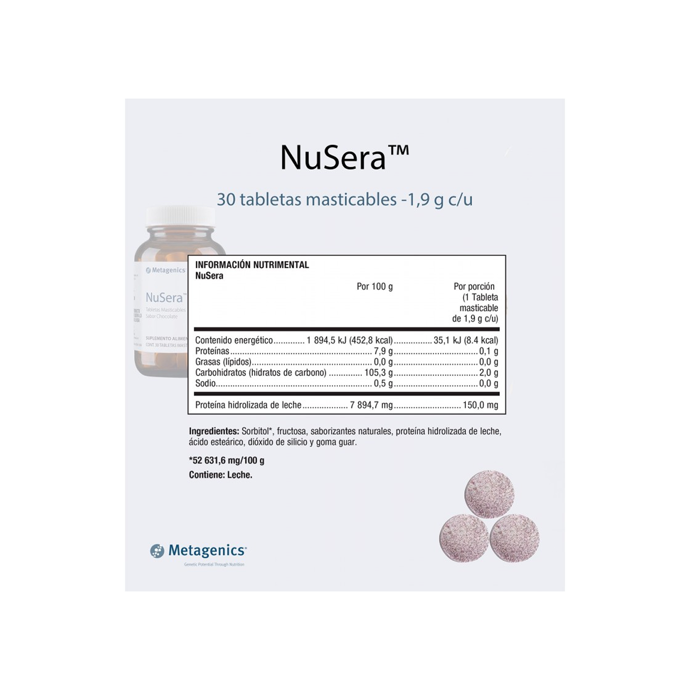 Metagenics NuSera 30 tabletas masticables