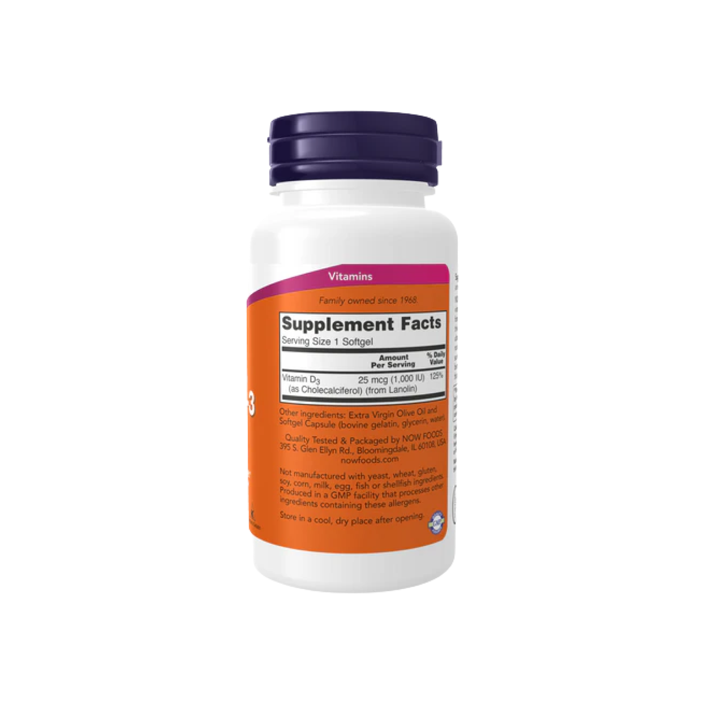 Now Foods Vitamina D3 1000 IU, 180 softgels