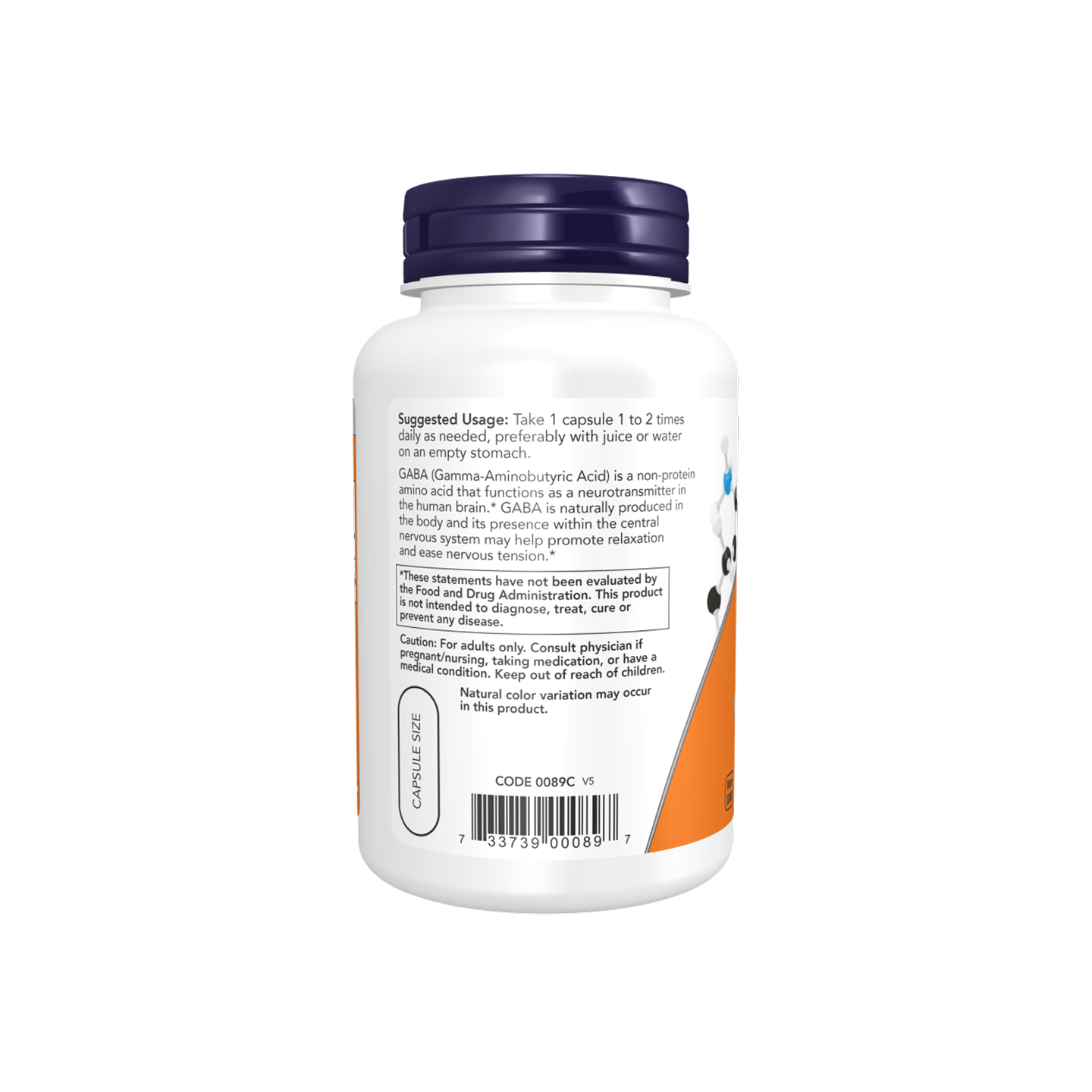 NOW Foods GABA 750 mg, 100 cápsulas vegetales