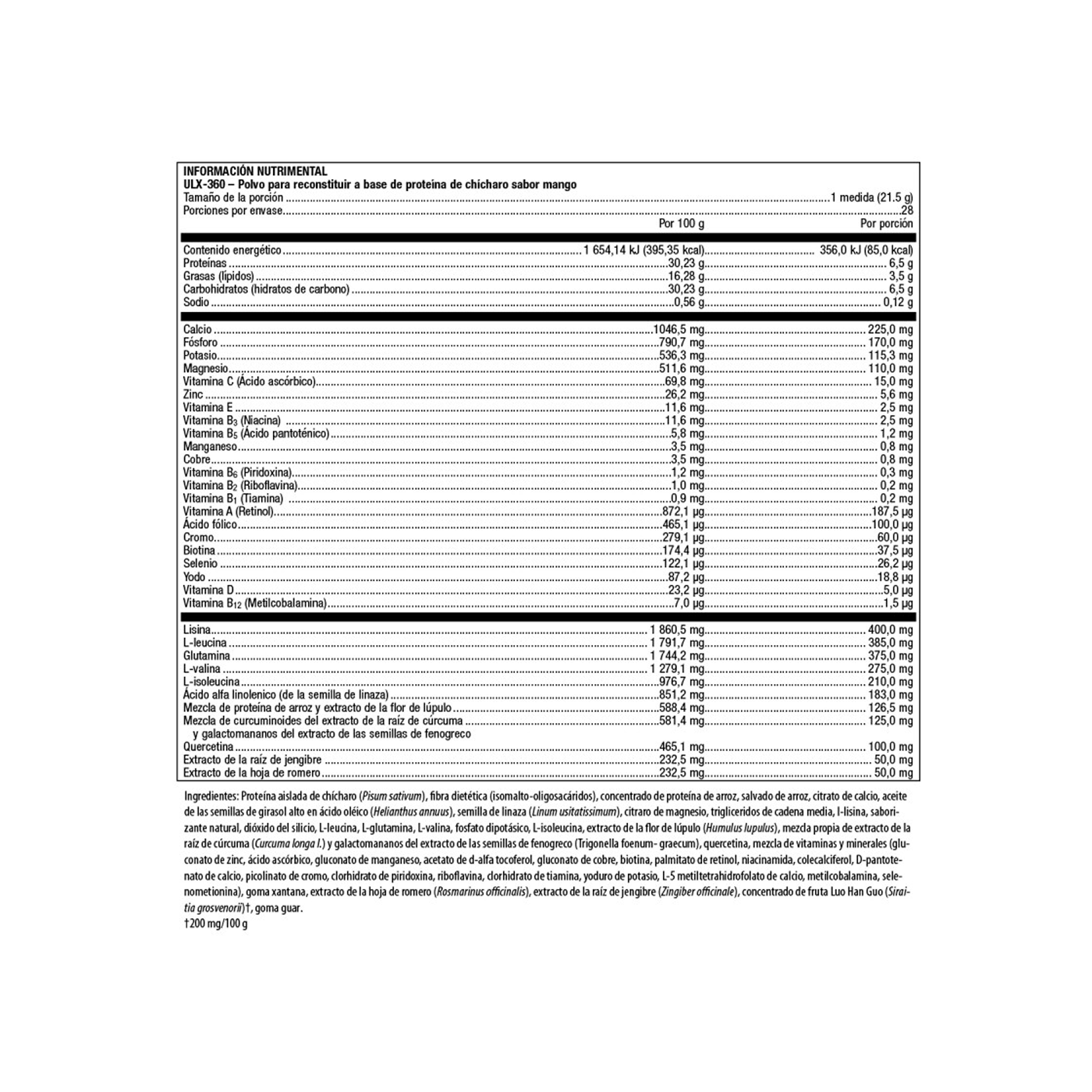 Metagenics ULX-360 602 g polvo sabor mango