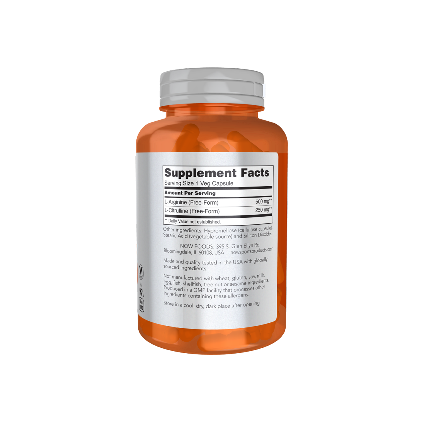 NOW Foods Arginina Citrulina 500 mg / 250 mg 120 cápsulas vegetales