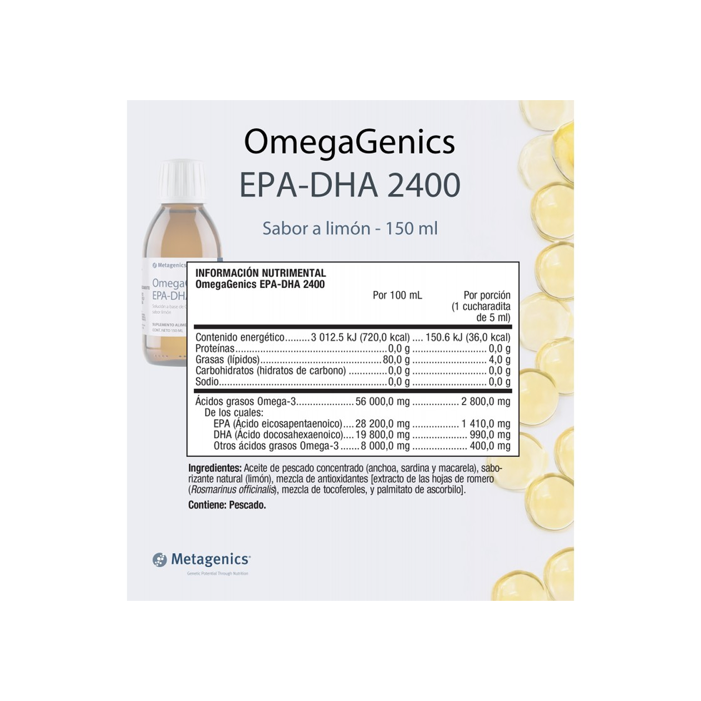 Metagenics OmegaGenics EPA-DHA 2400 150 ml sabor limón