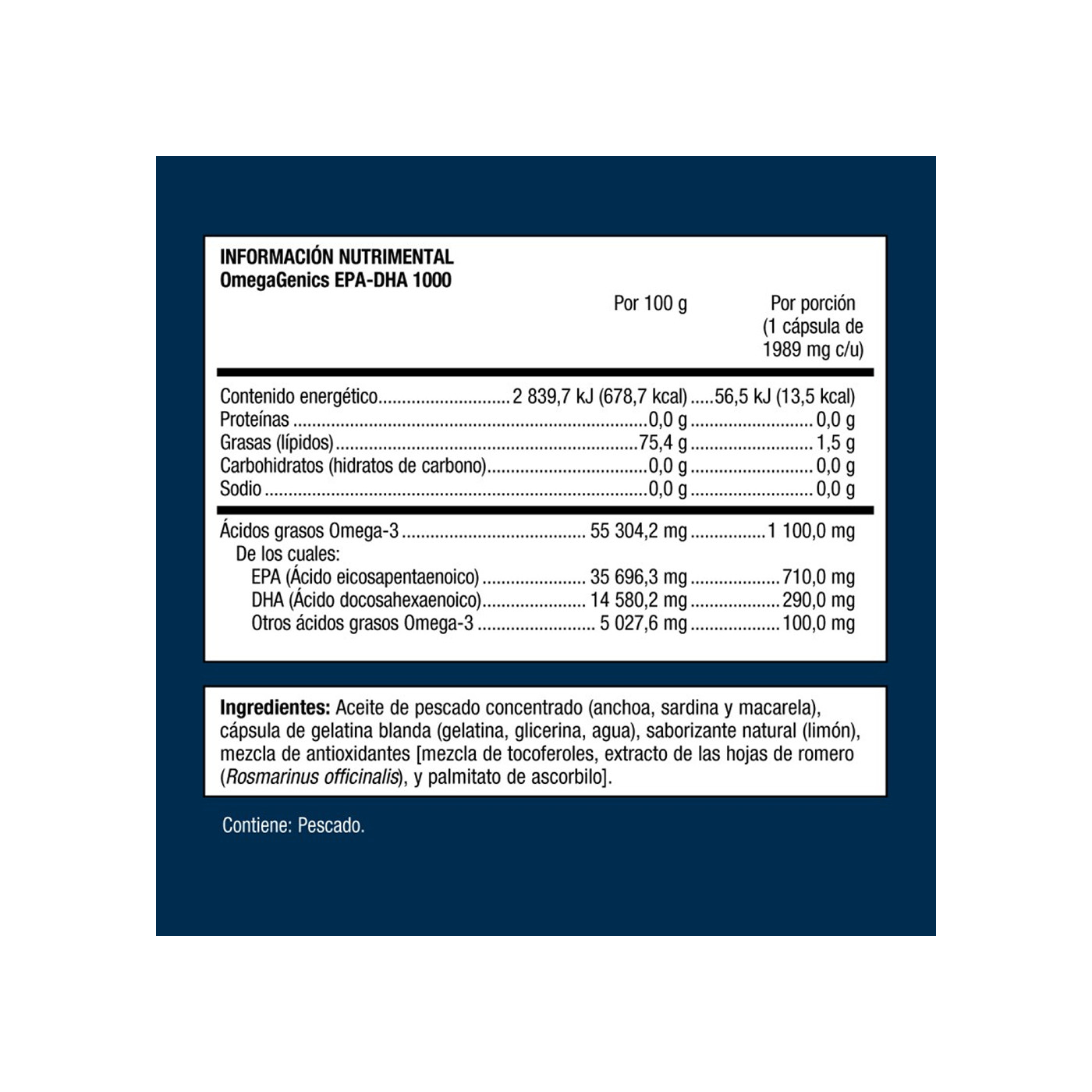 Metagenics OmegaGenics EPA-DHA 1000 60 cápsulas sabor limón