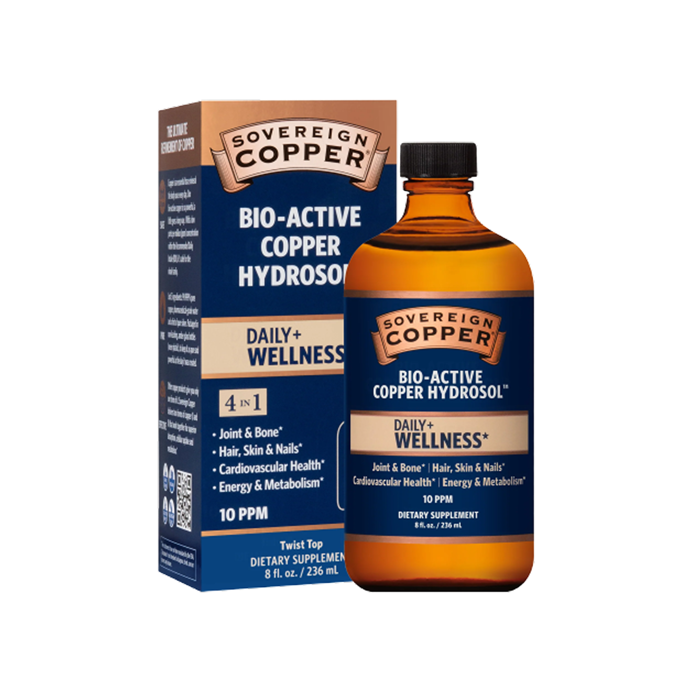 Sovereign Silver Bio-Active Copper Hydrosol 10 ppm – Twist Top 8 oz (236 ml)