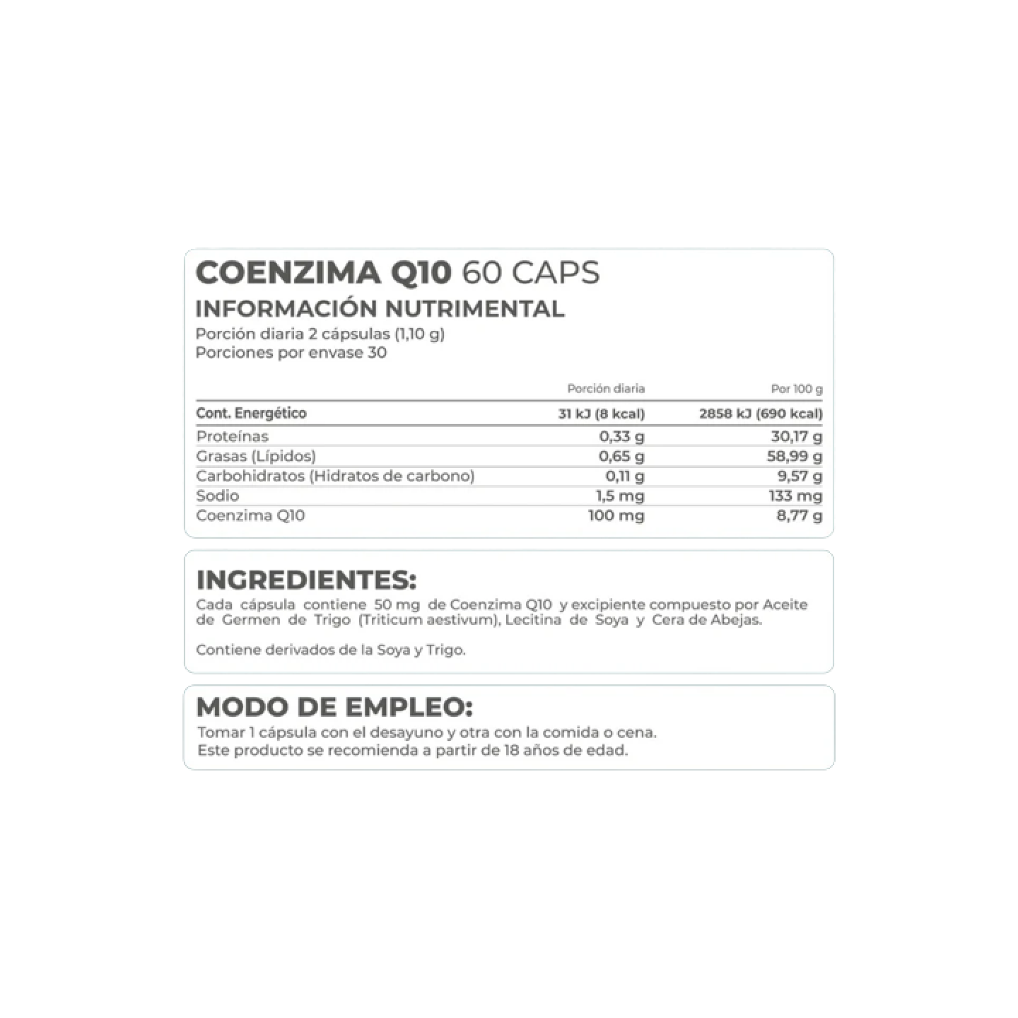 Pronat Coenzima Q10, 60 cápsulas