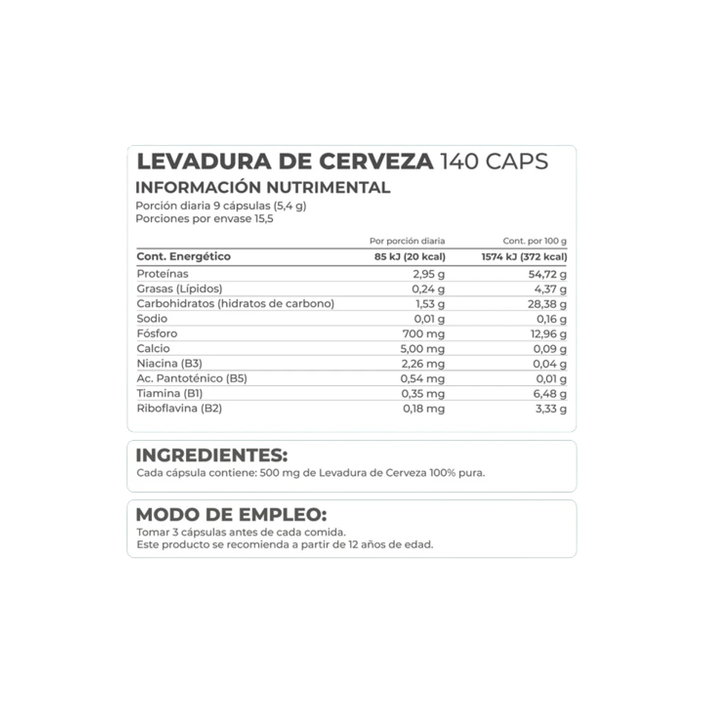 Levadura de Cerveza 140 cápsulas- Pronat