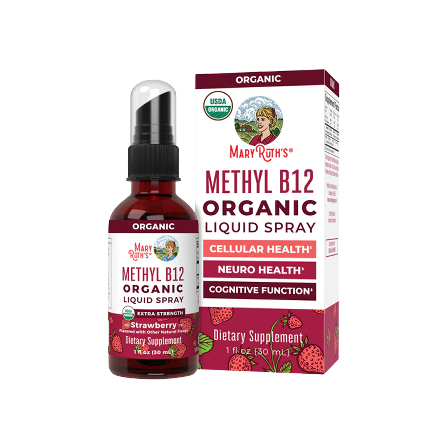 MaryRuth Organics Methyl B12 Spray Orgánico Fresa 1 FL OZ