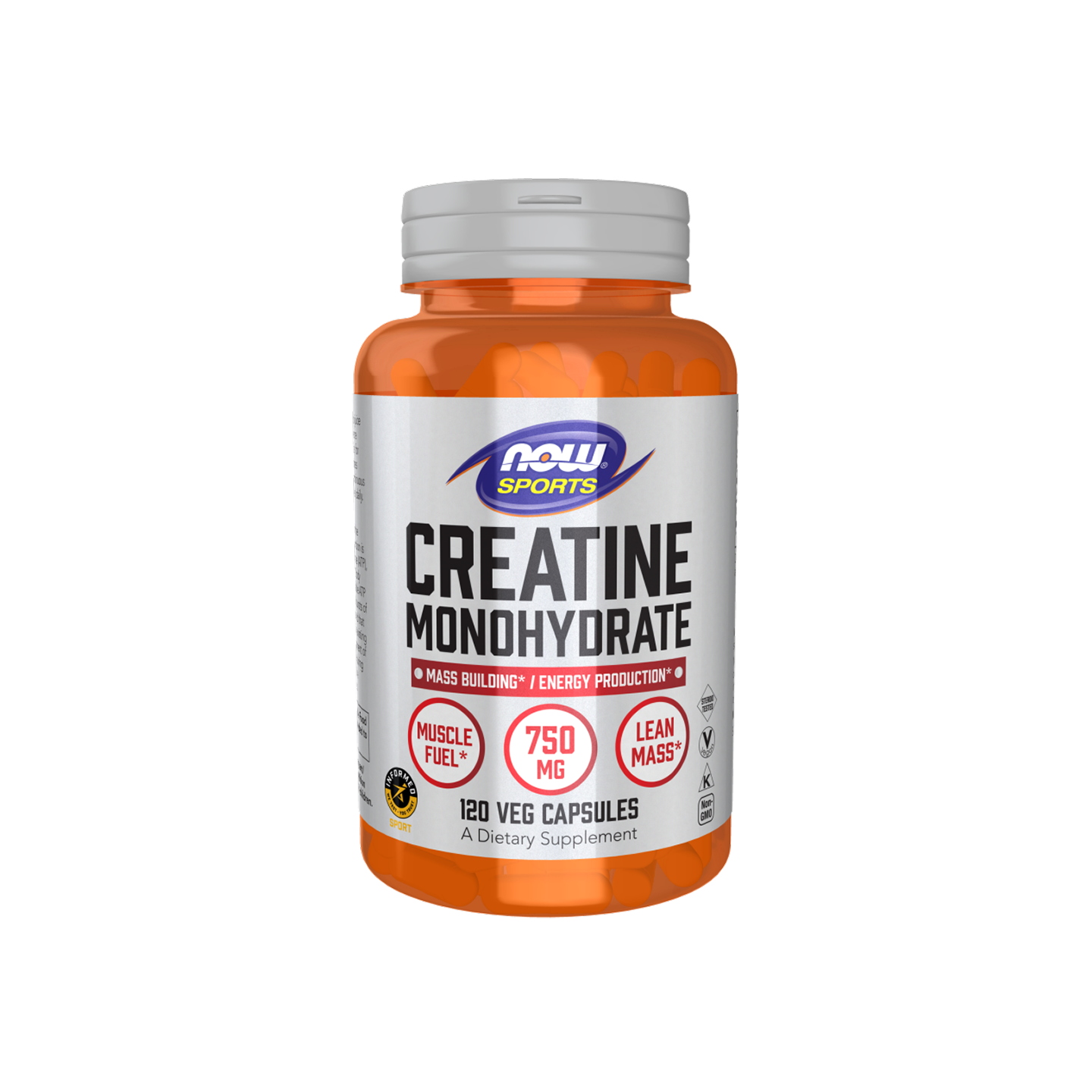 NOW Foods Creatina Monohidratada 750 mg 120 cápsulas vegetales