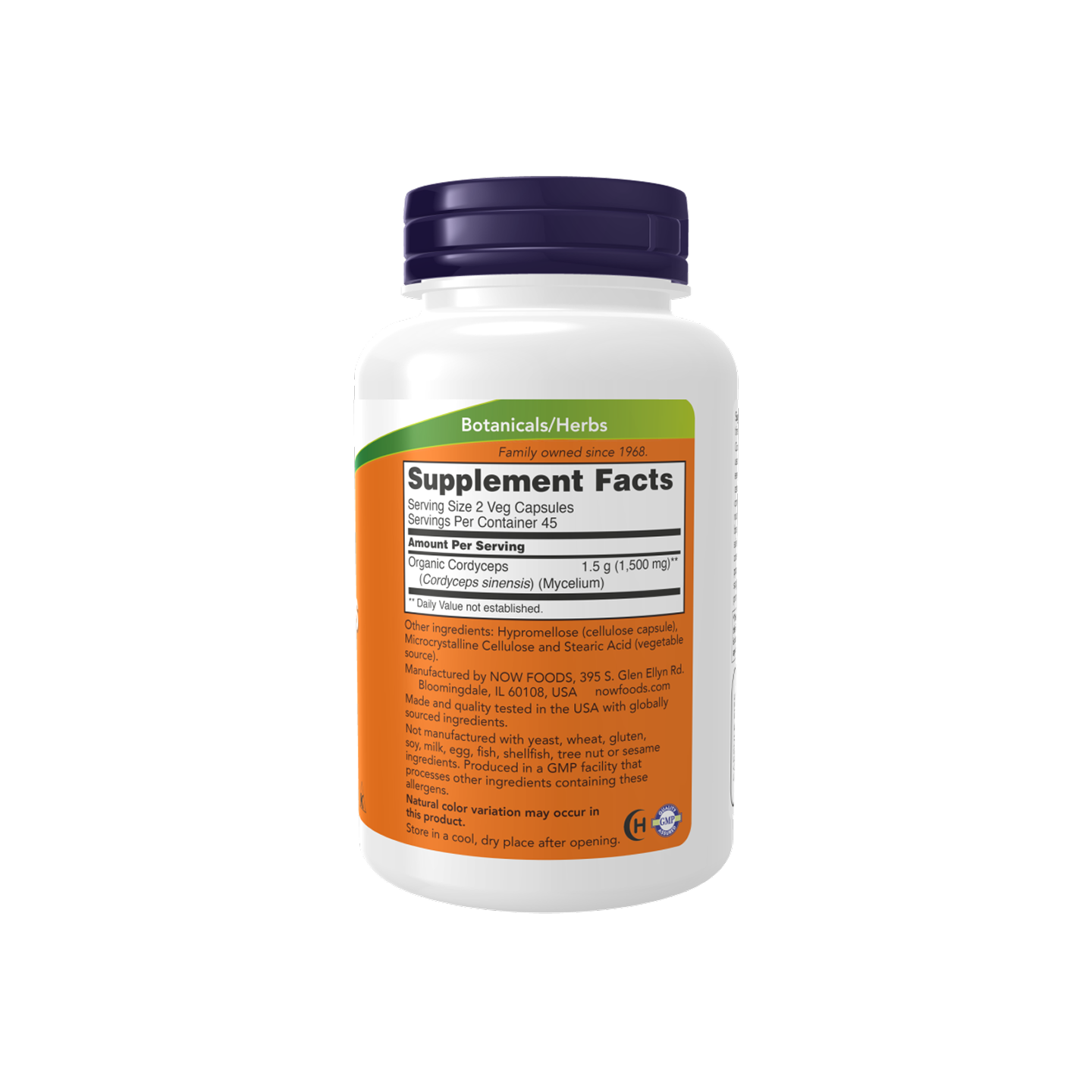 NOW Foods Cordyceps 750 mg, 90 cápsulas vegetales