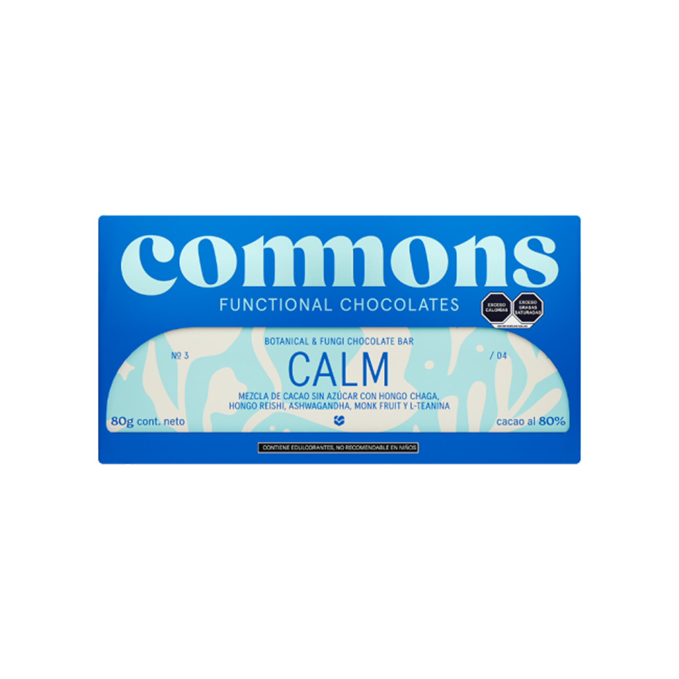 Commons Functional Chocolate Calm 80 g – Cacao 80% sin azúcar