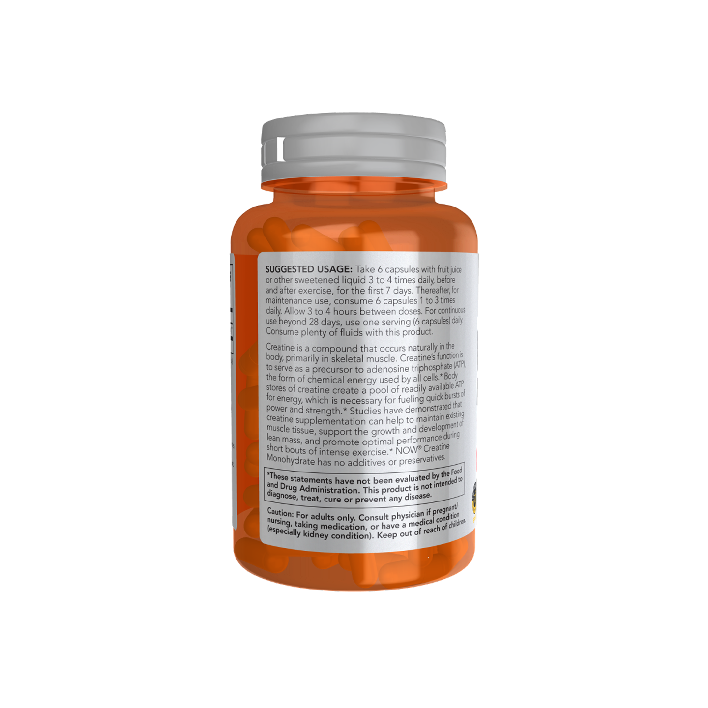 NOW Foods Creatina Monohidratada 750 mg 120 cápsulas vegetales