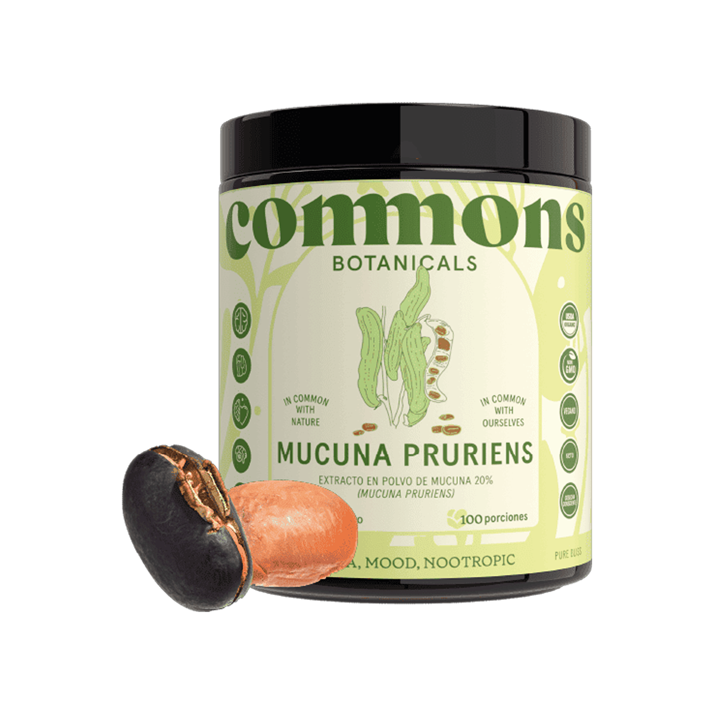 Commons Botanicals Mucuna Pruriens - Estado de ánimo - 100 porciones