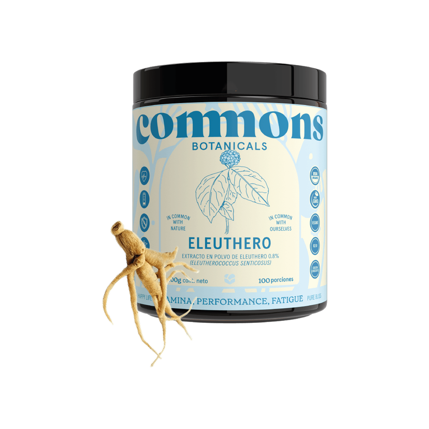 Commons Botanicals Eleuthero - Energía y enfoque - 100 porciones