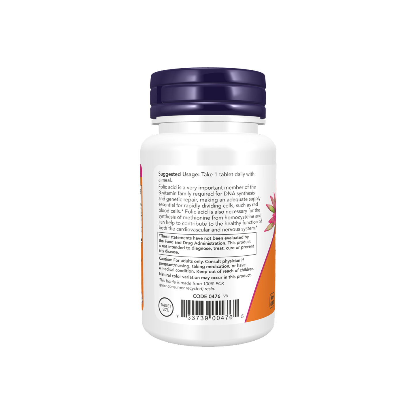 NOW Foods Folic Acid 800 mcg con Vitamina B-12, 250 tabletas