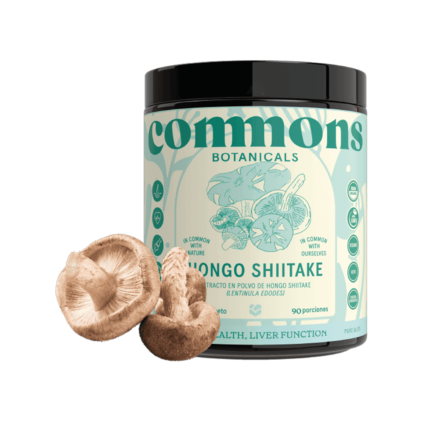 Commons Botanicals Hongo Shiitake - Sistema inmune y antioxidante - 90 porciones