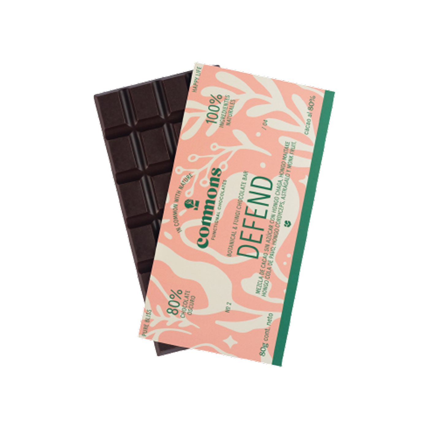 Commons Functional Chocolate Defend – 5 Pack (Cacao 80% sin azúcar)